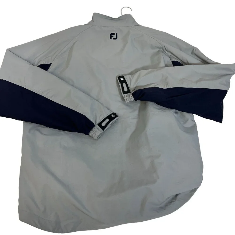 FootJoy Troon Mens Golf Windbreaker Jacket Navy & Gray White Zipper Lightweight‎